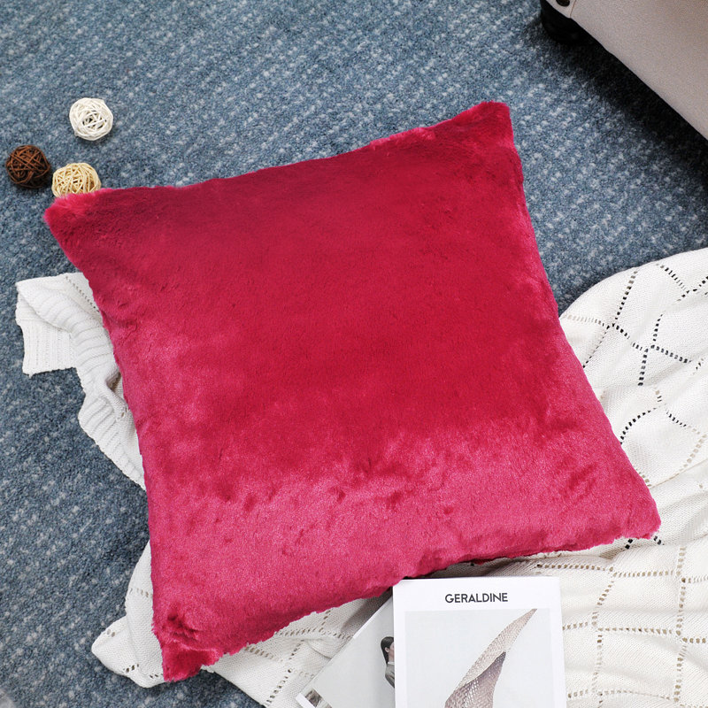Housse de coussin réversible en fausse fourrure, Rouge persan