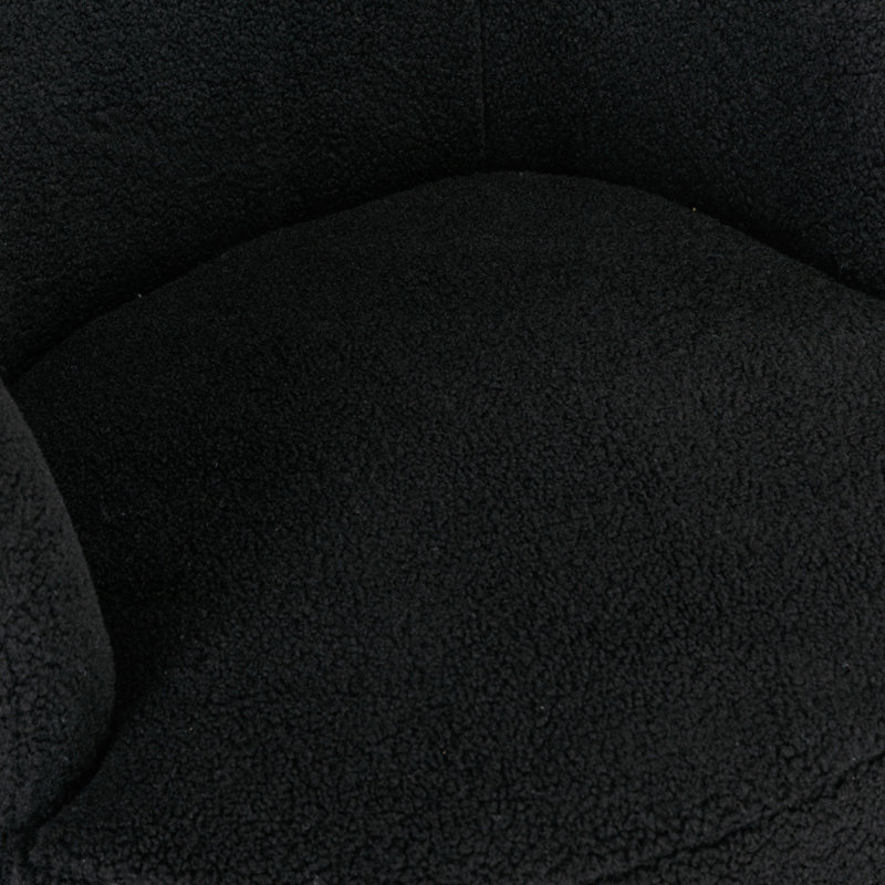 Swivel Accent Armchair Barrel Chair With Powder Coating Metal Ring, Black Wool, 24" W x 15" H