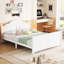 Lit double à profil bas avec tête de lit en bois blanc et confort à long terme-130115669-130115668