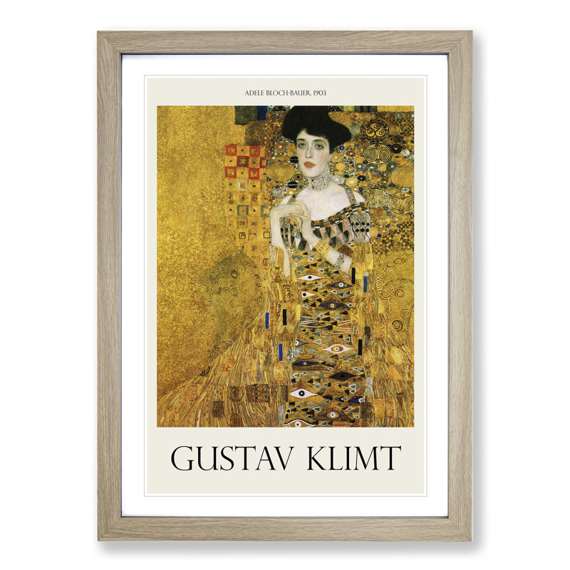 Adele Bloch Bauer by Gustav Klimt - Picture Frame Painting, Oak Framed, 48cm H x 36cm W x 2cm D