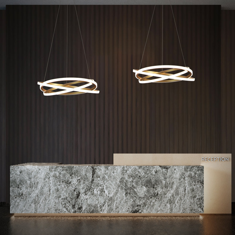 Veloce 1 - Light Unique Geometric Chandelier, 7" H x 26" W x 26" D, Aged Brass