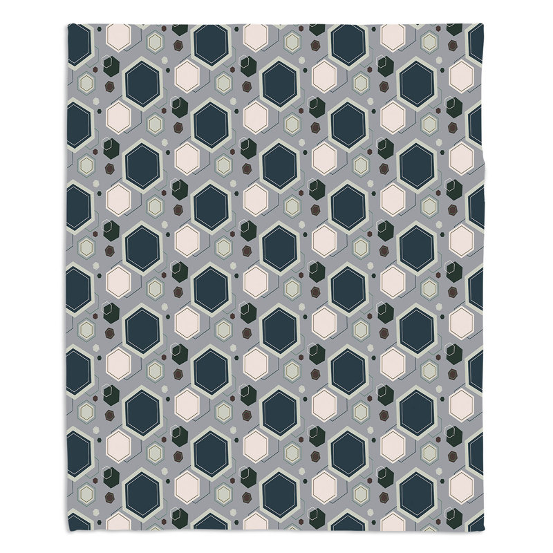 Couverture Mid-Century Hexagons, 68 po x 80 po