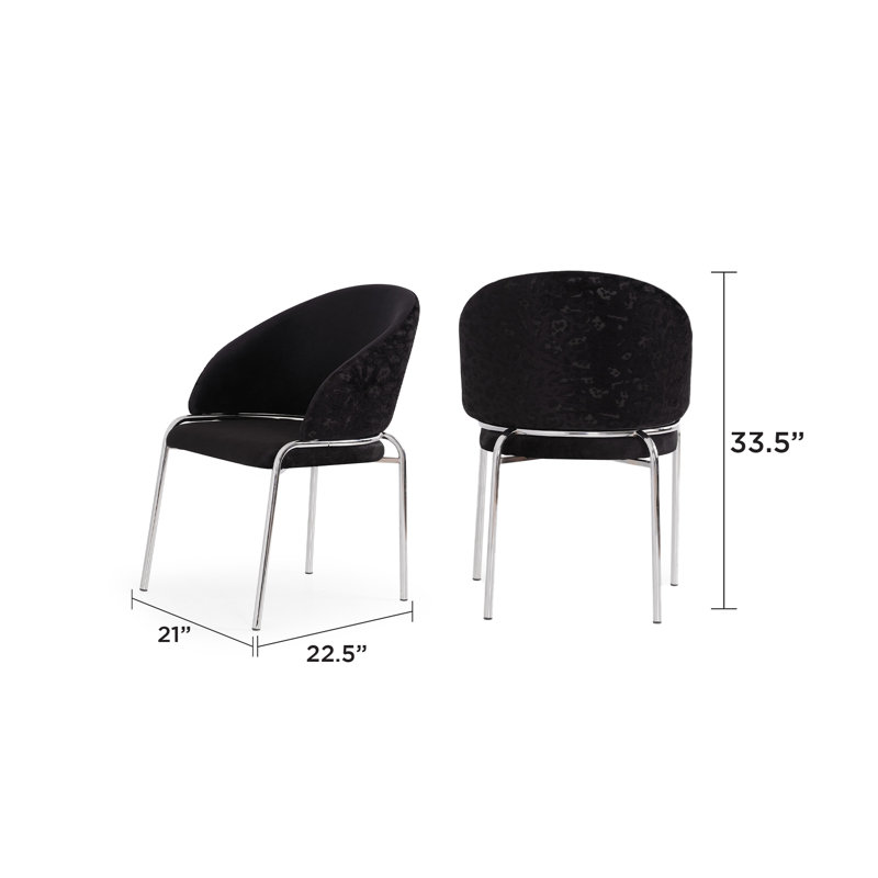 Onyx Velvet Side Chair, Stainless Steel, Black