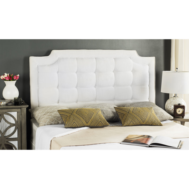 Tête de lit en tissu d'ameublement Findlay, Très grand, Polyester blanc
