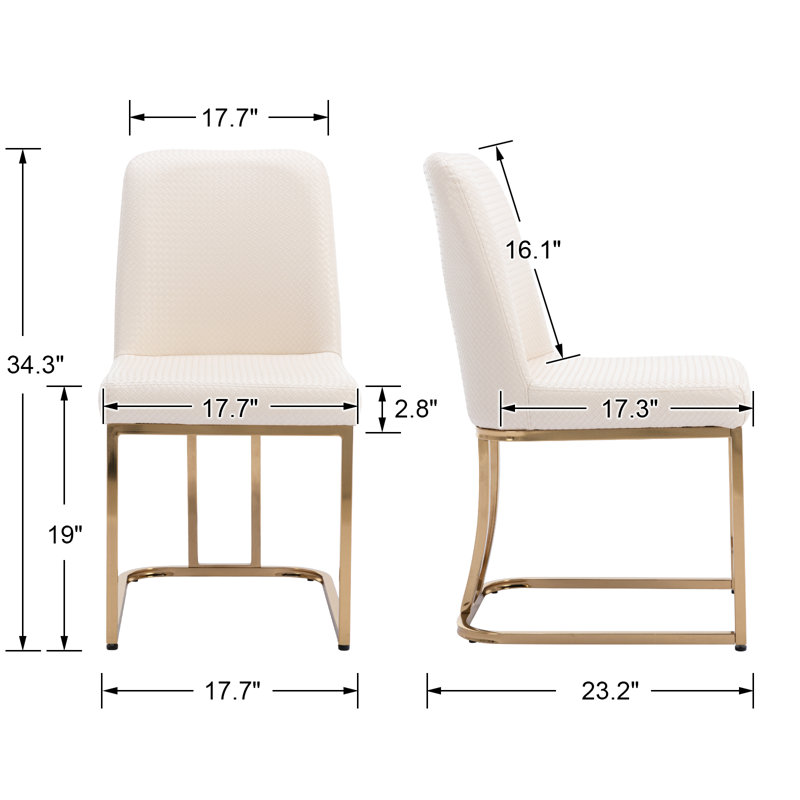 Alchamel Solid Back Side Chair, Gold, Beige