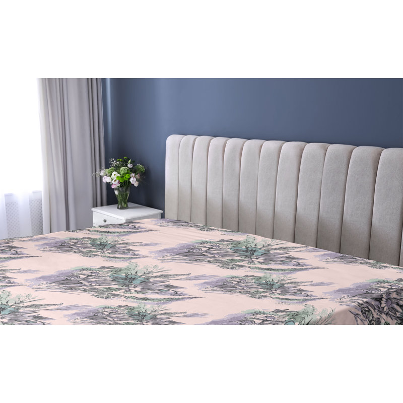 Drap-housse Ambesonne printemps imprimé romantique bouquet Calking Rose lilas et sarcelle pâle, Drap-housse de taille simple