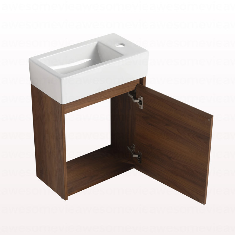 Petit meuble-lavabo flottant de 18 pouces avec lavabo simple, convenant à une petite salle de bain-LPB03018BRE