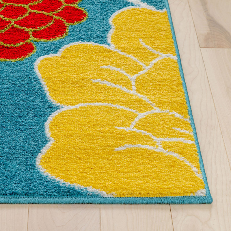 Bezno Starbright Daisy Flowers Blue Rug, Rectangle 5' x 7'