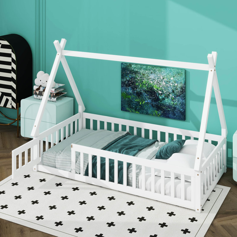 Lit plateforme Aggappora, Blanc, Double