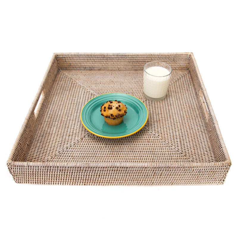 Plateau de service Edmond, Blanc délavé, H 3 po x l 24 po x P 24 po, Pas de paquet