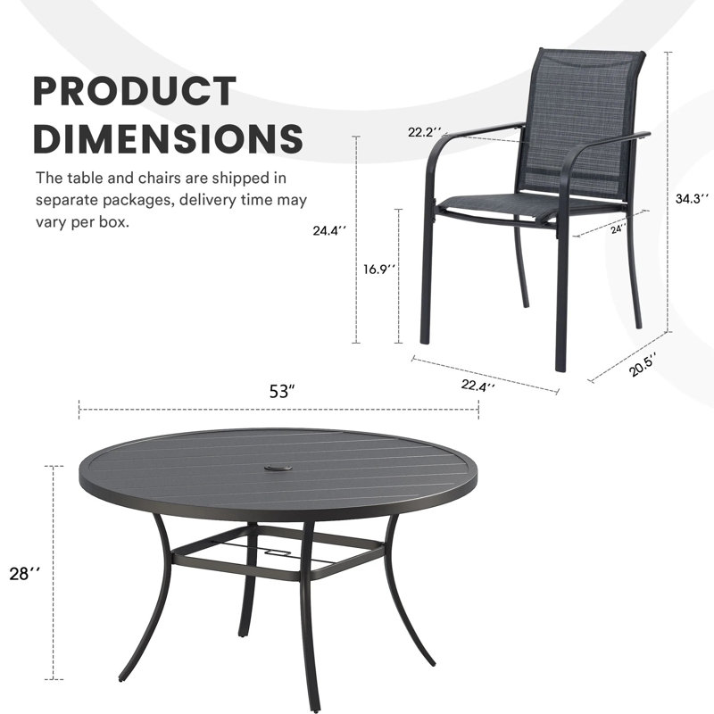 Ensemble repas pour 8 personnes, Noir/gris