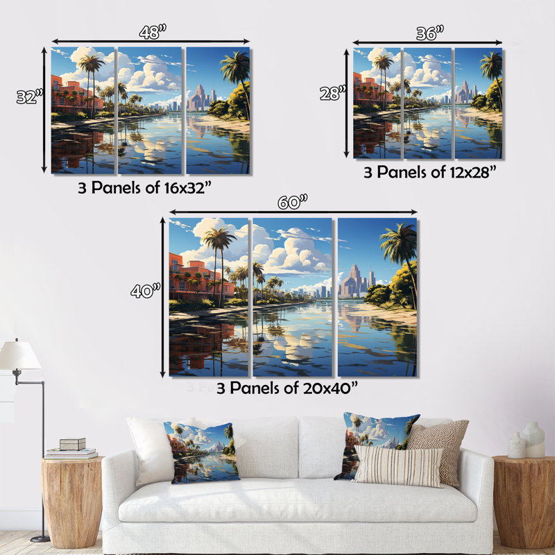 Miami Sunshines State I - Florida Canvas Art Print Set, H 32 po x l 48 po x P 1 po
