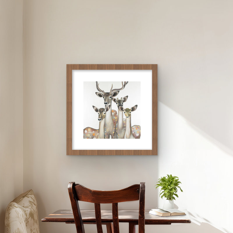 «Group of Abstract Deers», reproduction d'art encadrée pour enfants