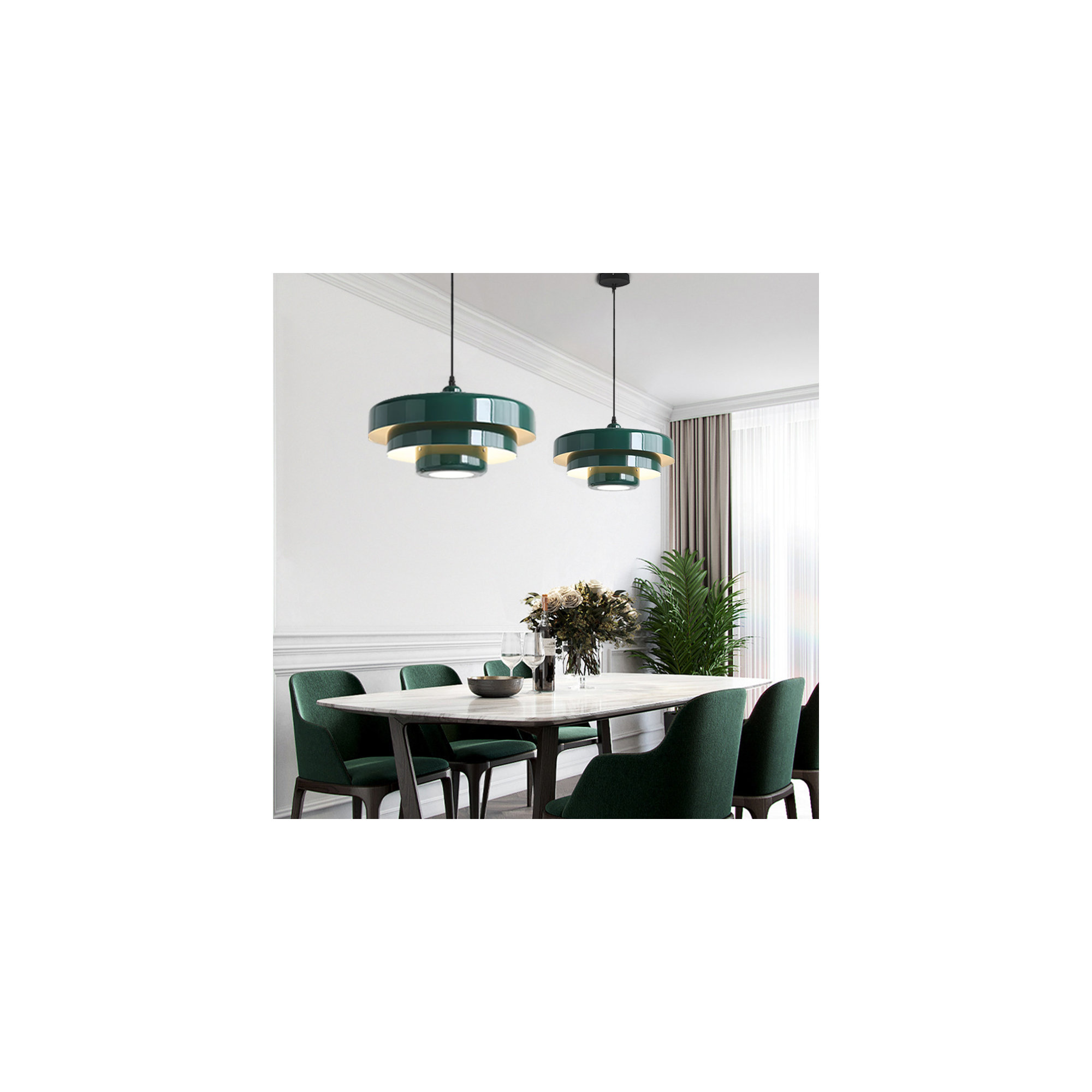 Epone 0 Light Iron Pendant, Dark Green