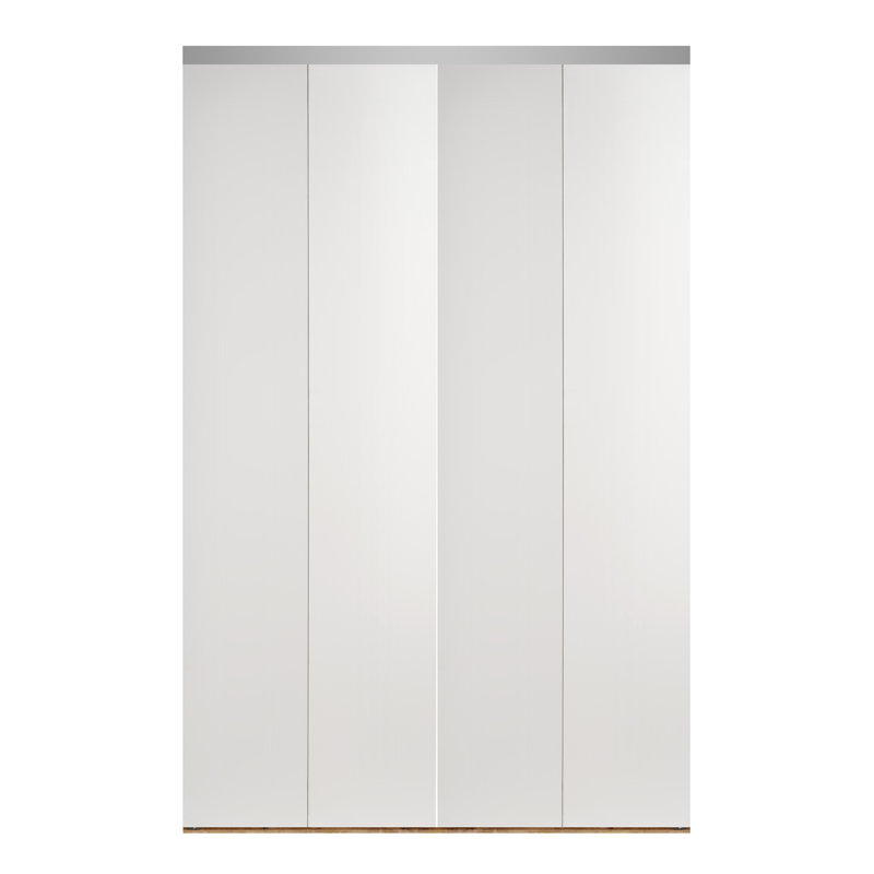 72" x 80" Smooth White MDF Bi-Fold Closet Door with Chrome Trim
