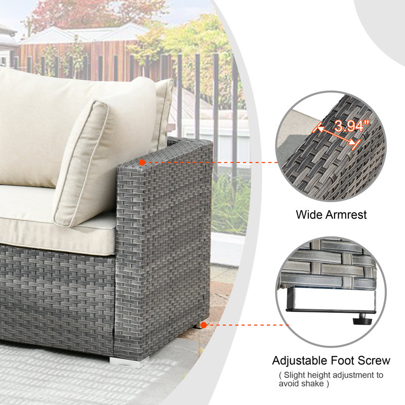 Aliva 6 - Person Modular Patio Conversation Set with Cushions, Beige