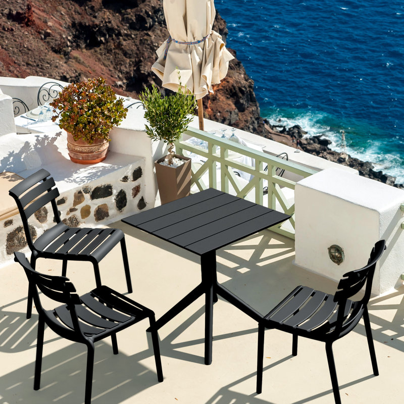 Paris Square Dining Table, 29" H x 27.5" W x 27.5" D, Black