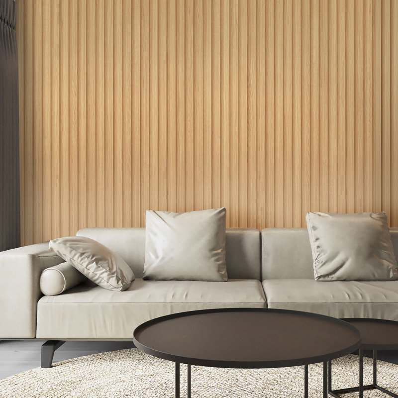 4 PCS 103.94''x5.7'' Slat Solid Wood Wall Paneling for Office and Ceiling Decoration(16.45 sq.ft./Case), Oak