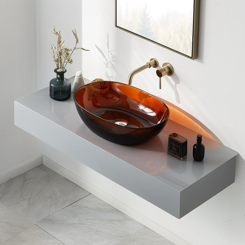 Luxury Resin Bathroom Sink, Brown - 21.68"X15.34"X5.9", Alluring Sink 21.68" Length X 15.34" Width 5.9" Height, Elegant