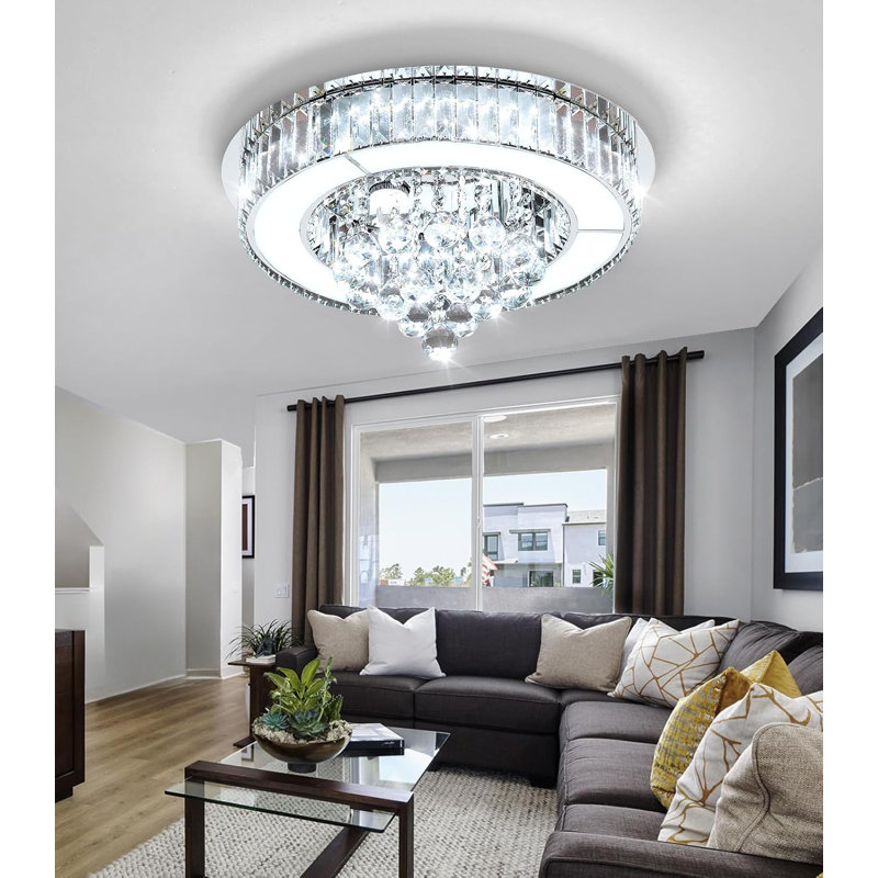 Glam Dimmable Crystal Chandelier, Silver