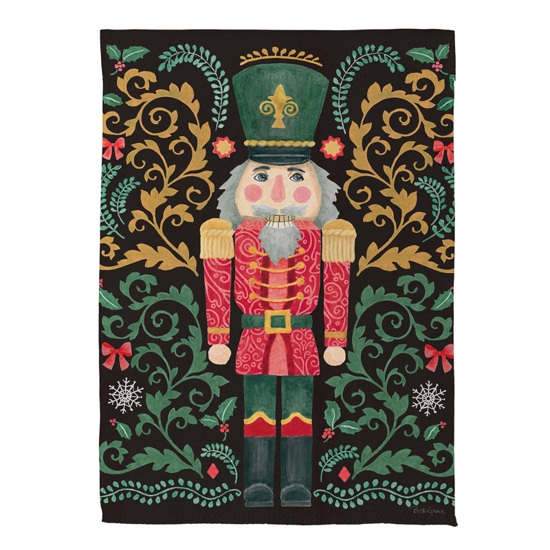 Nutcracker & Sleigh Suede Garden Flag
