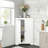 White Freestanding Corner Storage Cabinet With 2 Doors Adjustable Shelves For Bathroom Kitchen Living Room Bedroom Home Organizer