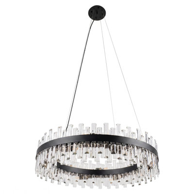 Modern 16-Light Black Luxury Crystal Raindrop Chandelier for Living Room Kitchen Island with No Bulbs Included