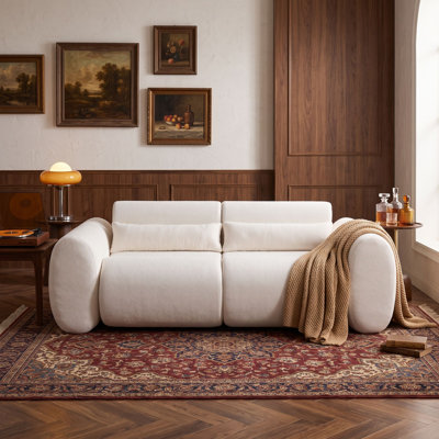 Round Arm Curved Upholstered Sofa with High-Density Foam Cushions and Ergonomic Trunk-Shaped Seats