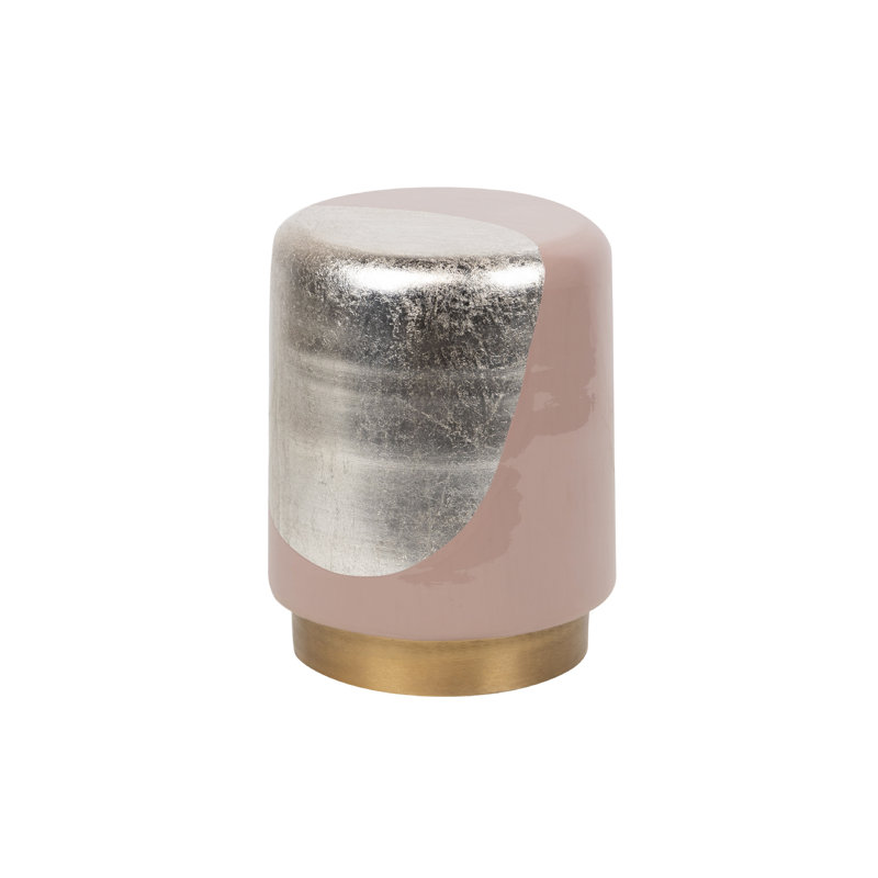 Brass Accent Stool, Pink/Gold