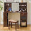 Ensemble de coiffeuse élégant avec miroir lumineux réglable 3 modes, coiffeuse moderne avec grandes tablettes, tiroir et canette