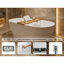 Baignoire de trempage autoportante 59 po en acrylique, dossier haut simple, bonde escamotable en chrome, trempage profond de 13,8 po, capacité de 119 gallons