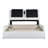 Faux Leather Upholstered Platform Bed Frame With Led Lighting ,Bluetooth Connection To Play Music Control,Backrest Vibration Massage,Curve Design, Wood Slat Support