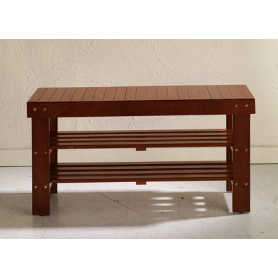 Pina Quality Solid Wood Shoe Bench, Cherry Finish