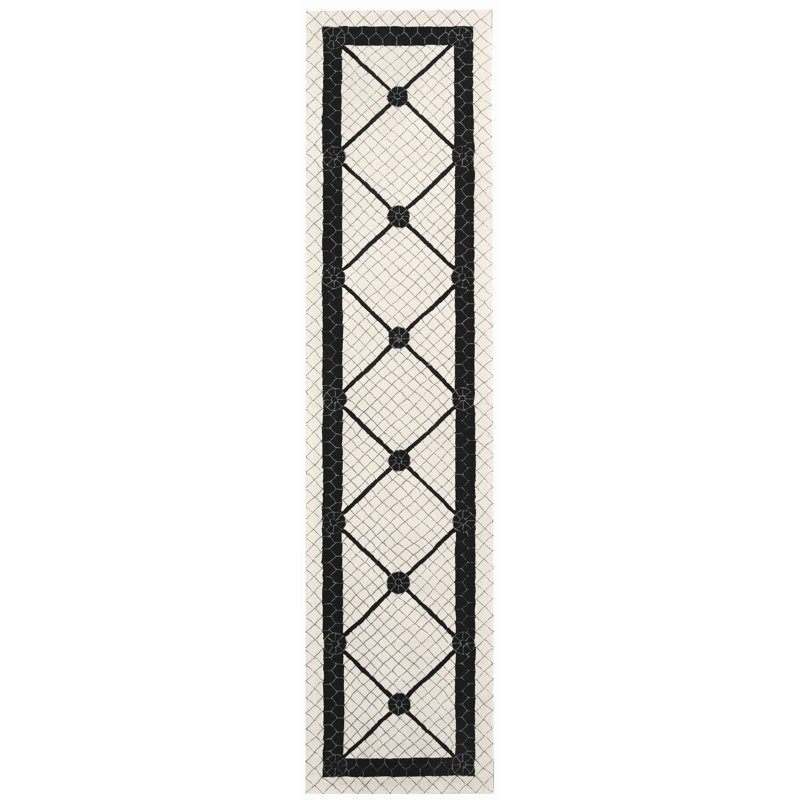 Wykoff Hand Hooked Cotton Pile Geometric Rug, Runner 2'3" x 10'