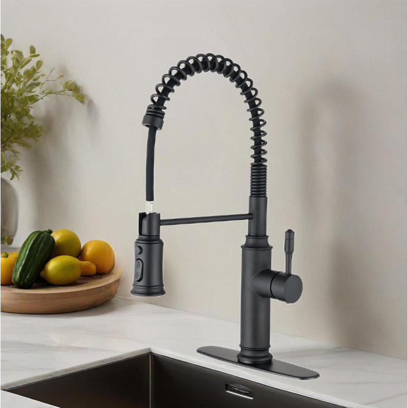 Robinet de cuisine tactile avec douchette extractible, Noir mat
