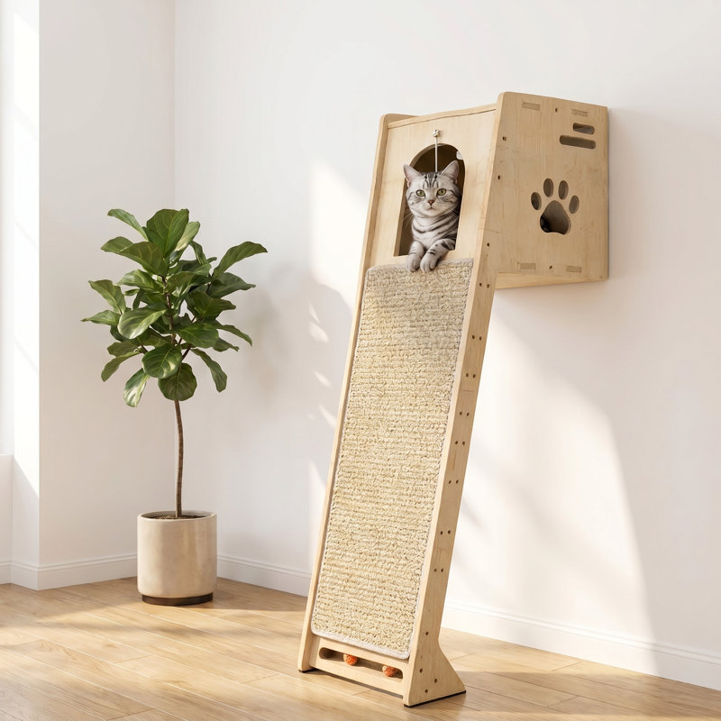 Tour d'escalade pour chat No-Drill 42 "- Appuyé sur un mur / une fenêtre, peu encombrant, perchoir mobile
