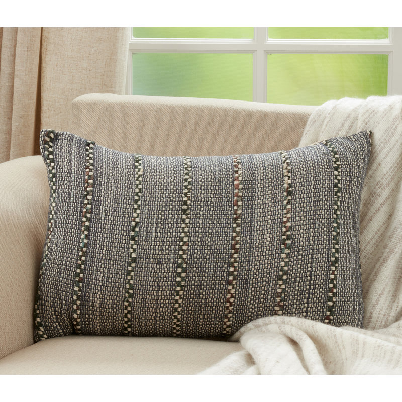 Black and White Striped Cotton Throw Pillow Cover