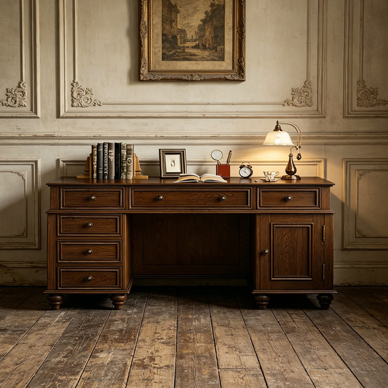 Bureau de direction en bois massif H 30,11 po x l 66,92 po x P 29,92 po Amelyne, H 30,11 po x l 66,92 po x P 29,92 po