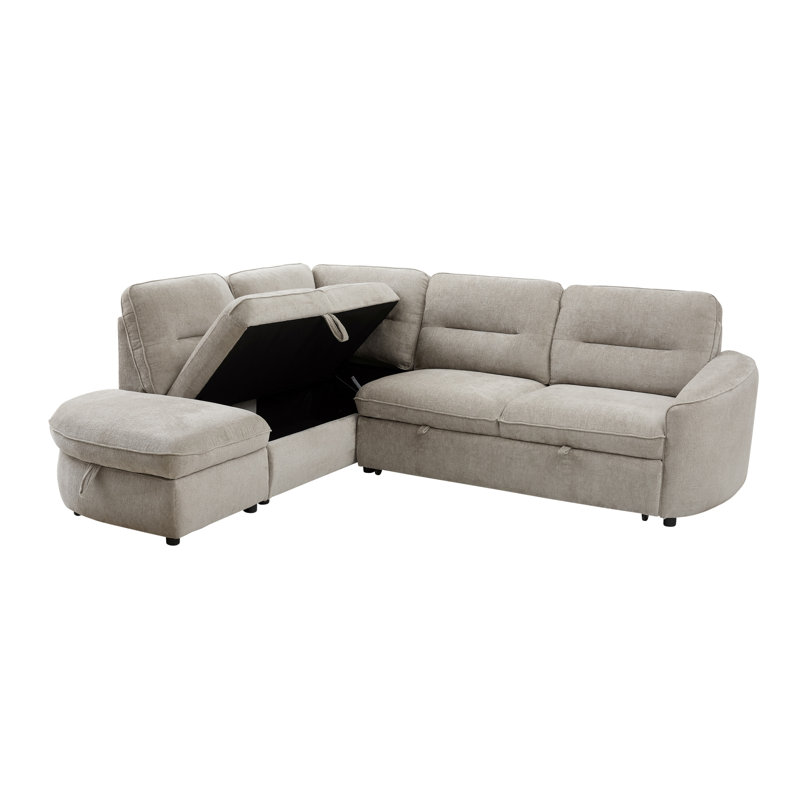  Canapé-lit modulaire Hudson faisant face à la gauche avec méridienne, beige, Beige, Orienté vers la gauche