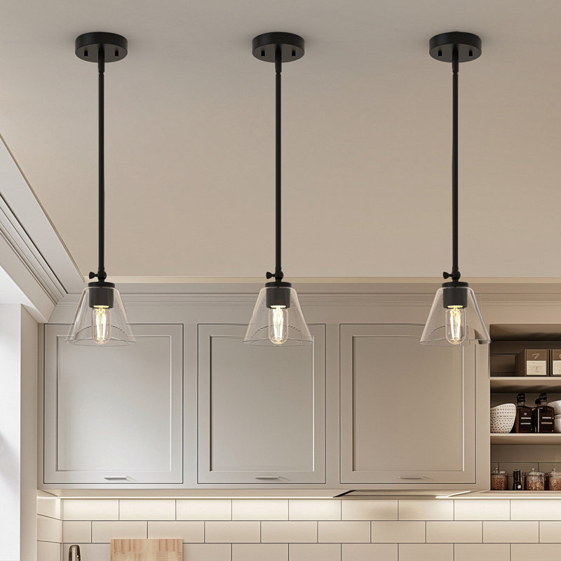 Aigars 1 - Light Matte Black Single Pendant(3-Pack), Clear