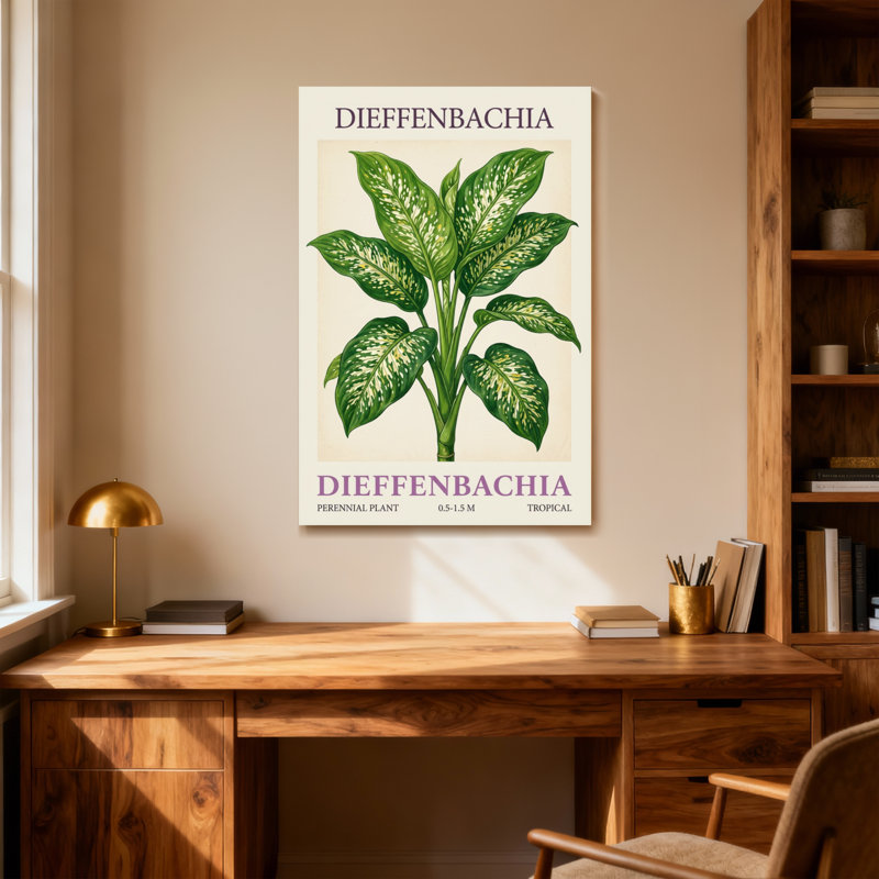 Plantes et fleurs, motif de feuilles vertes tropicales, plante de Dieffenbachia, H 18 po x l 12 po