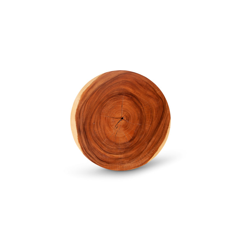 Groove Solid Wood Drum End Table