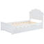 Lit plateforme simple en bois avec tête de lit et lit gigogne à fonction mobile, lit gigogne blanc
