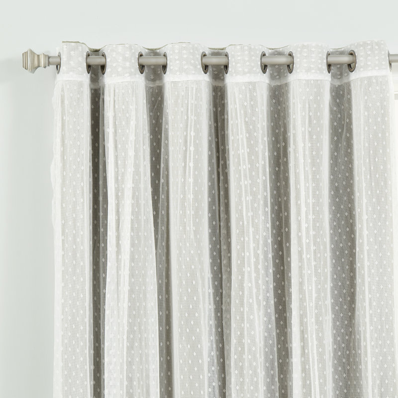 Damyiah Polyester Blackout Curtain Panel (1 Sheer and 1 Blackout Panel), Olive, 80" W x 96" L
