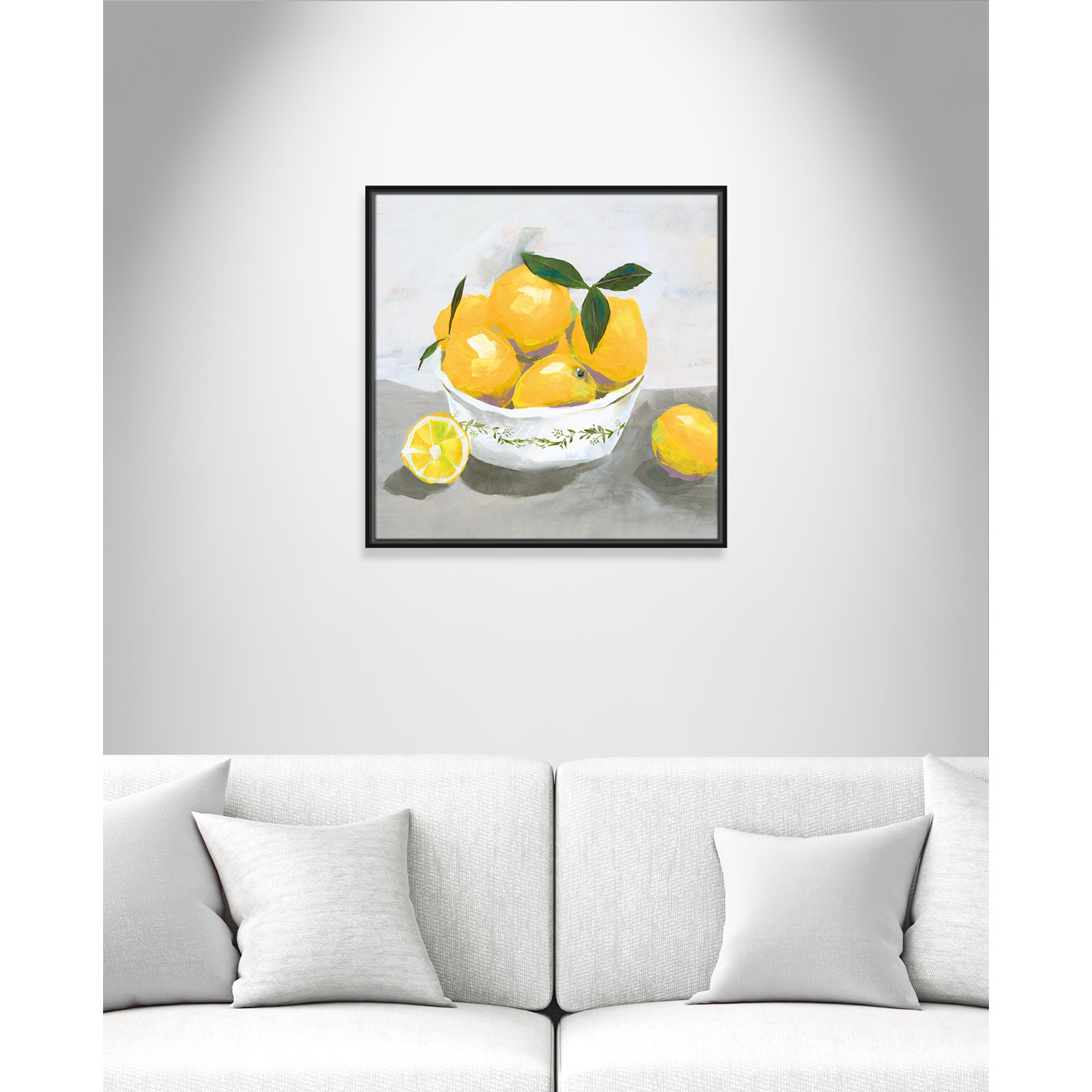 Hayons "Lemons" Painting by Isabelle Z, 25.5" H x 25.5" W x 2" D, Black Framed Canvas