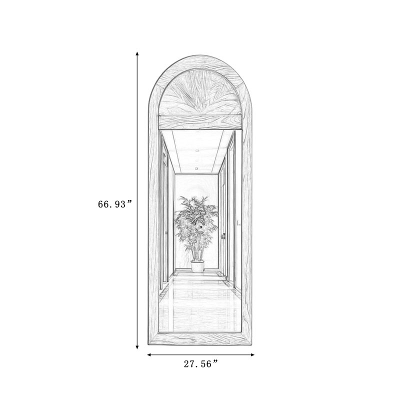 Miroir pleine grandeur arqué American American, 66.93" H x 27.56" W