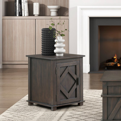 Table de chevet traditionnelle rustique avec tablette de rangement réglable au fini brun