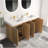 Knotty Oak Bathroom Vanity With Sink, Large Storage Freestanding Bathroom Vanity For Modern Bathroom, One-Piece White Quartz Double Sink Basin Without Drain And Faucet-1093236888