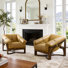 Rod 33''W Full-Grain Leather Upholstered Armchair Leisure Lounge Chair with Ash Wood Base