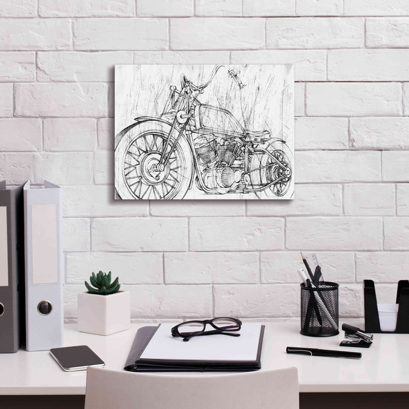 «Inverted Motorcyclesic S Croquis II» par Ethan Harper, estampe numérique sur toile, H 12 po x l 16 po x P 0,75 po